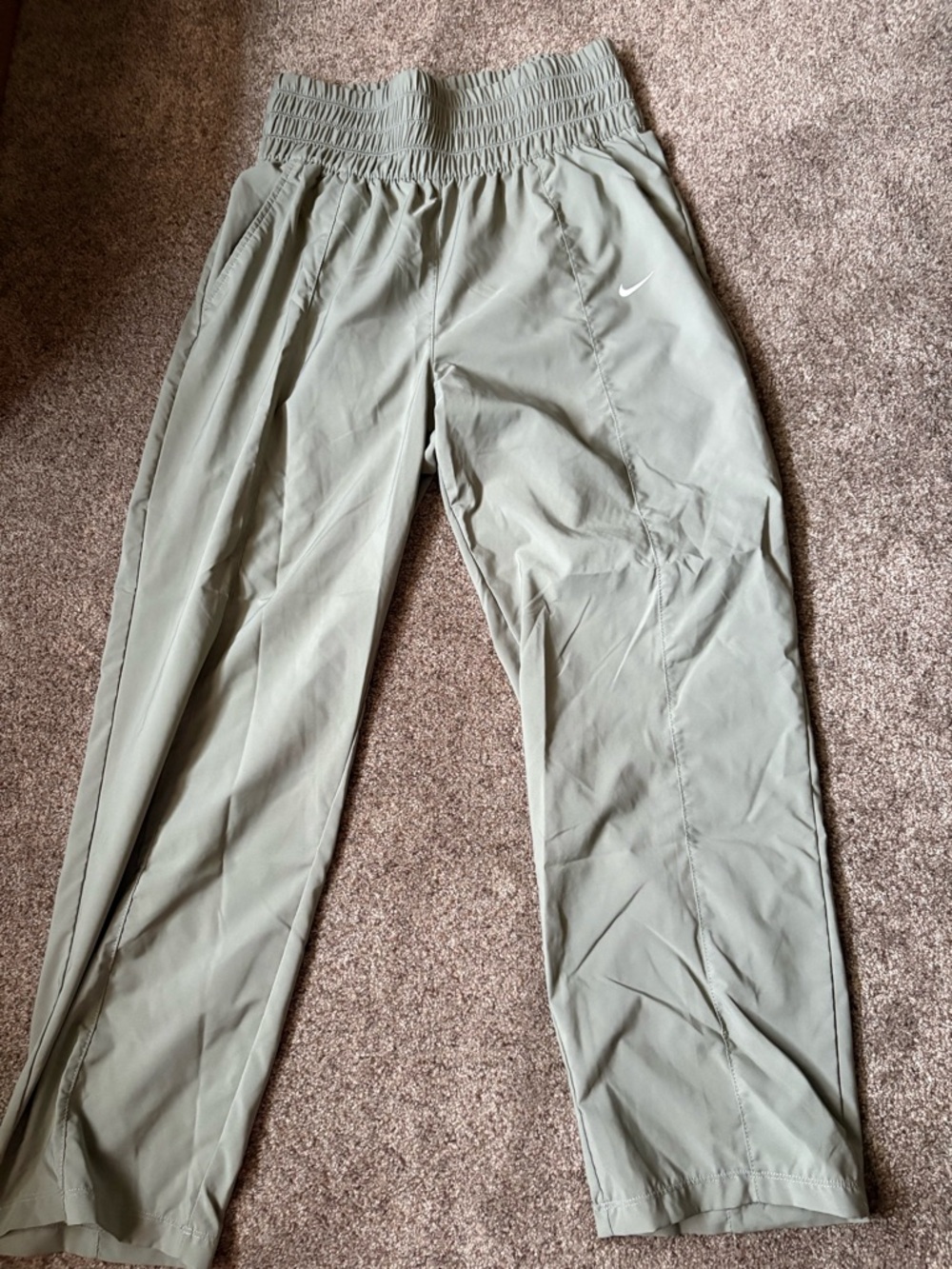 Nike Olive Green Athletic Joggers with Smocked Waist